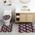 thumbnail image 5 of 4PCS Pink Rose Peony Floral Shower Curtain Sets with Rugs, Waterproof Fabric Black Shower Curtain, Spring Purple Hydrangea Flower Butterfly Green Leaves Plant Garden Girls Women Bathroom Decor, 5 of 7