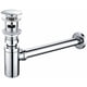 thumbnail image 2 of Desagüe de fregadero cromado + sifón Desagüe de desbordamiento automático de gran superficie y tubo de sifón de acero inoxidable Juego de desagüe de fregadero con apertura por empuje Accesorio de baño, 2 of 5
