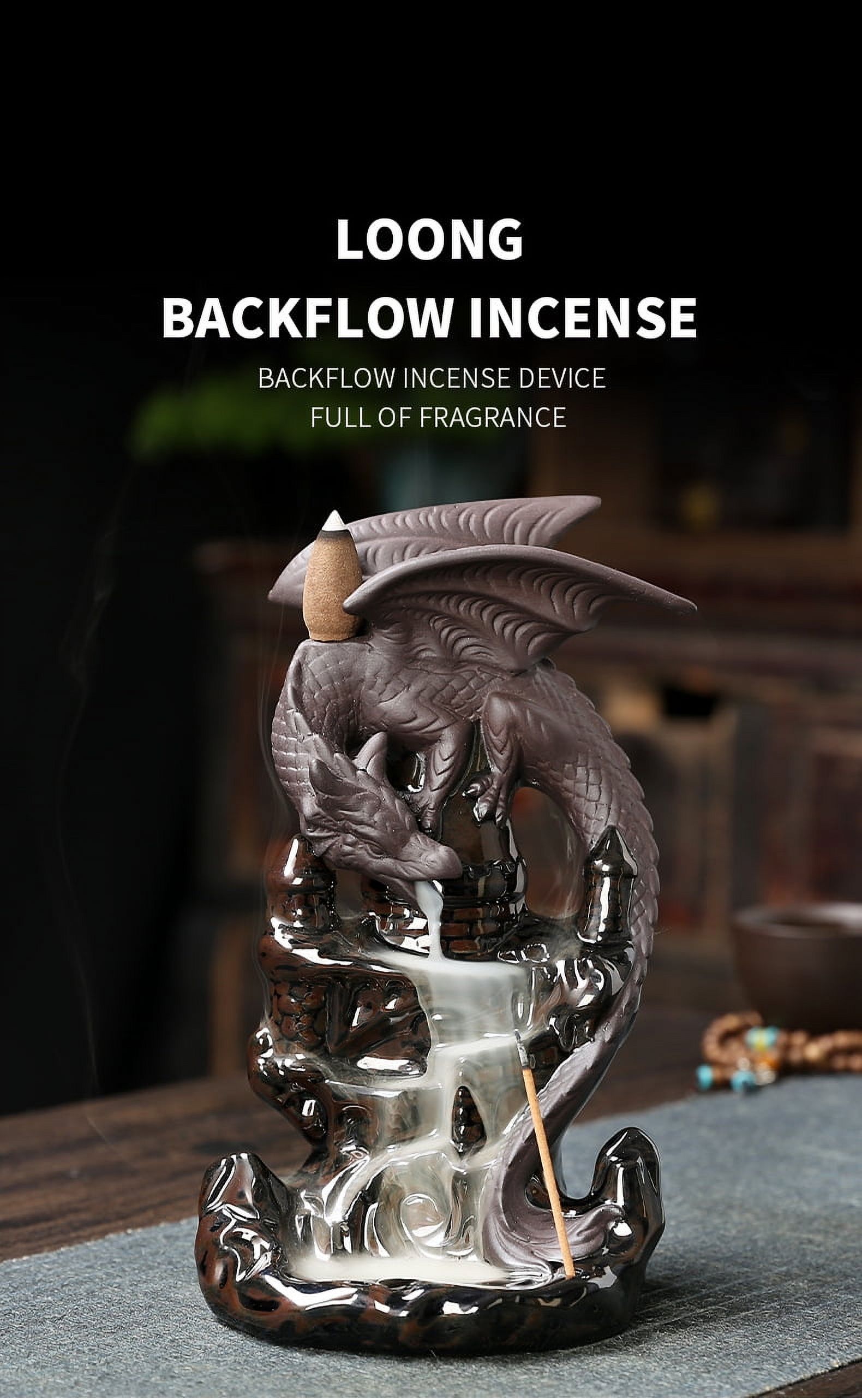 Pterosaur Backflow Censer Backflow Incense Burner Waterfall Incense Stick Holder Incense Stick Ceramic Incense Burner for Relax Stress Relief Aromatherapy Ornament