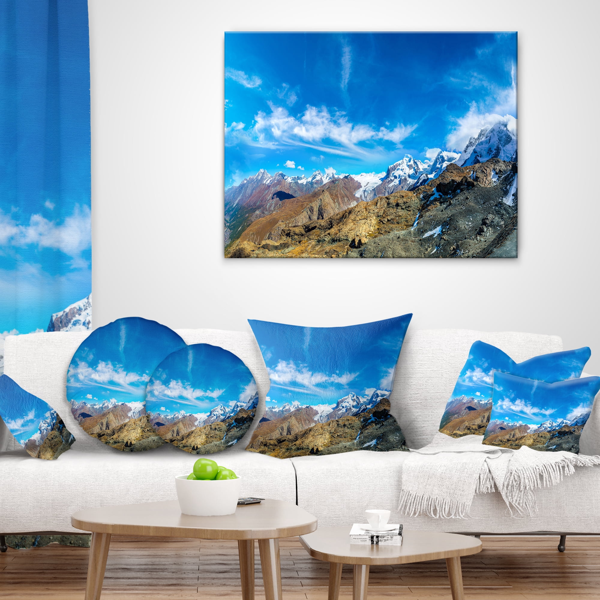 Designart Alps Mountains in Switzerland - Landscape Printed Throw Pillow - 12x20