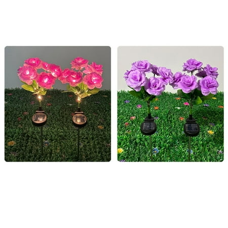 

Linjieee7 New 7 Solar Rose Lights Outdoor Garden Decoration Inserted Lights LED Flower Lights Outdoor Garden Lights Wi