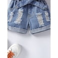 thumbnail image 2 of Baby Girls' Daisy Applique High Waisted Ripped Denim Shorts, 2 of 3