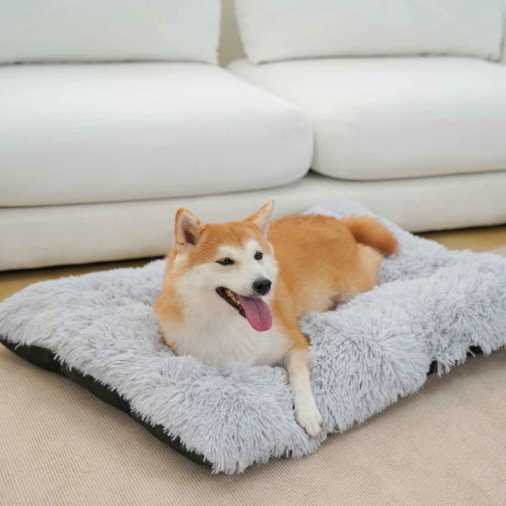 Reyox Large Dog Bed, Plush Dog Cage Bed Fluffy, Washable Dog Mat with Non-Slip Bottom for Large and Medium Dogs,35 x 23 inch