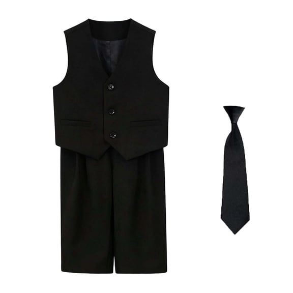 Glisme Boys Outfit Set Solid Color Sleeveless V-Neck Shirt With Lighrweight Pants Set Summer Cozy Soft Toddler Kids Boys Outfit Size 3-4 Years Black