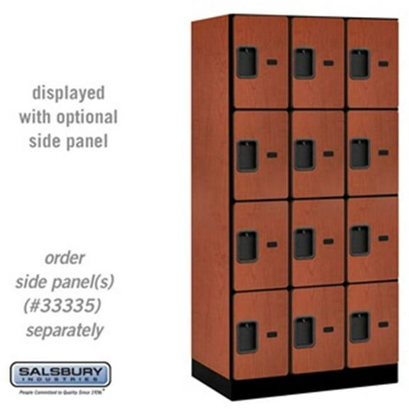 Salsbury  12 in. x 6 ft. x 21 in. 3 Wide Four Tier Designer Wood Locker - Cherry