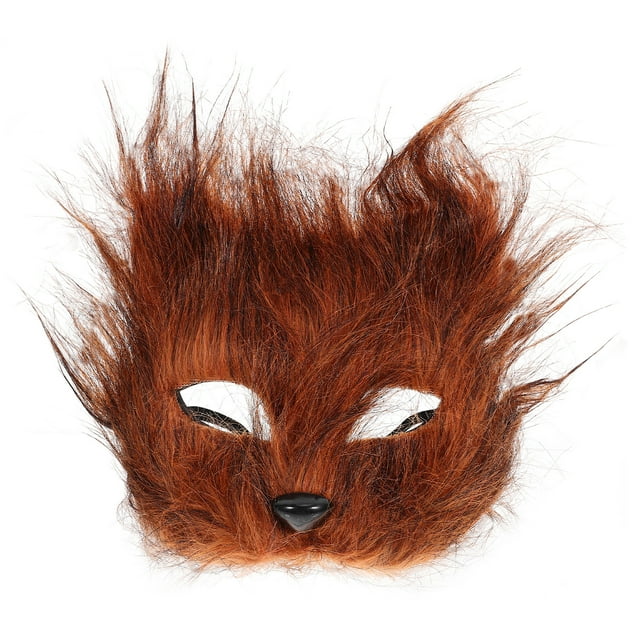 BRIGHTFUFU Máscara de media cara de zorro esponjoso para fiesta de Halloween Máscara de animal suave para mujeres Accesorio de disfraz de cosplay para eventos de baile de maquillaje y disfraces