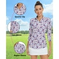 thumbnail image 4 of Women's 3/4 Sleeve Athletic Polo Shirt Quarter Zip Pullover Collared T-Shirt for Golf Tennis Workout Print Tennis Top, 4 of 8