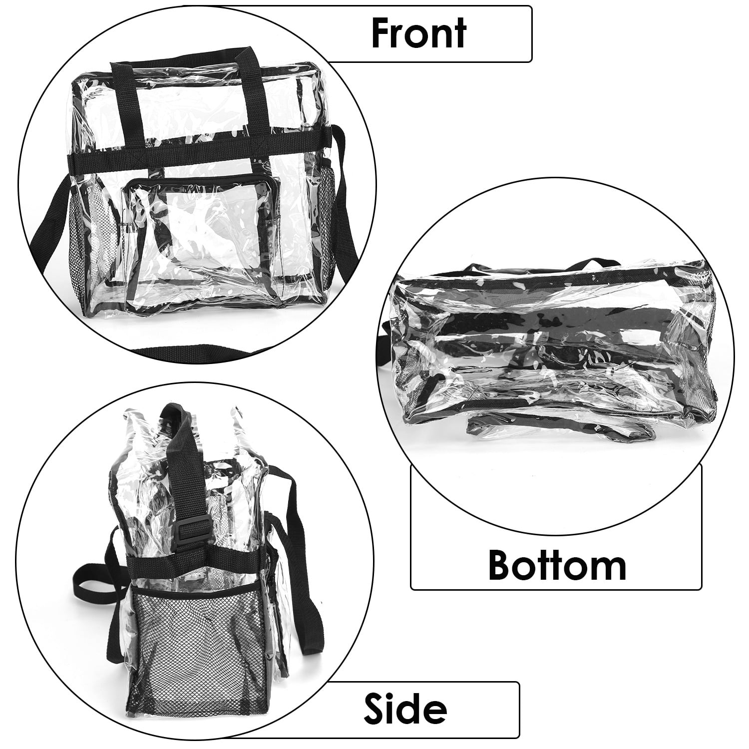 Clear Shoulder Bag Stadium Approved 12×8×11 Clear PVC Tote Lunch Bag with Adjustable Shoulder Strap for Work Travel Sporting Events