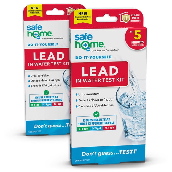 Kit de análisis de agua Safe Home DIY, detección de plomo, 4 PPB, paquete de 2