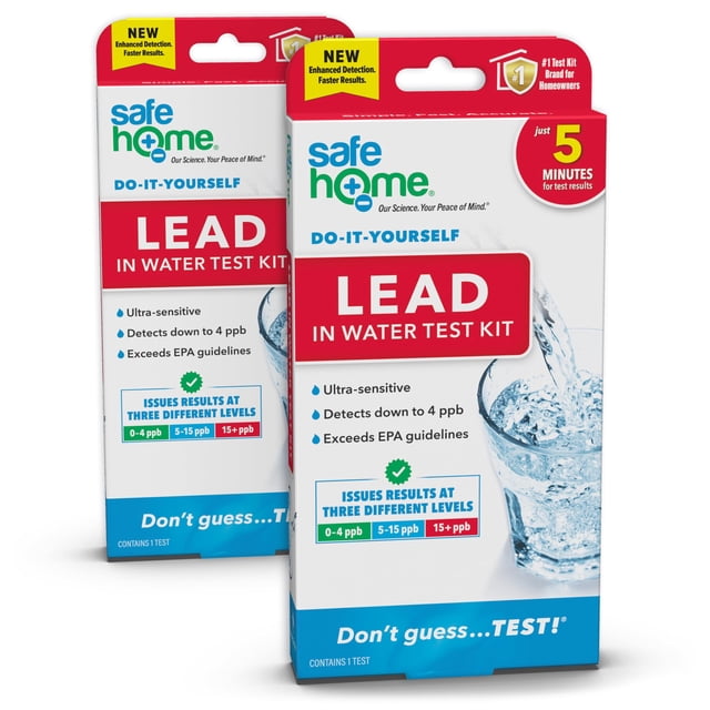 Kit de análisis de agua Safe Home DIY, detección de plomo, 4 PPB, paquete de 2