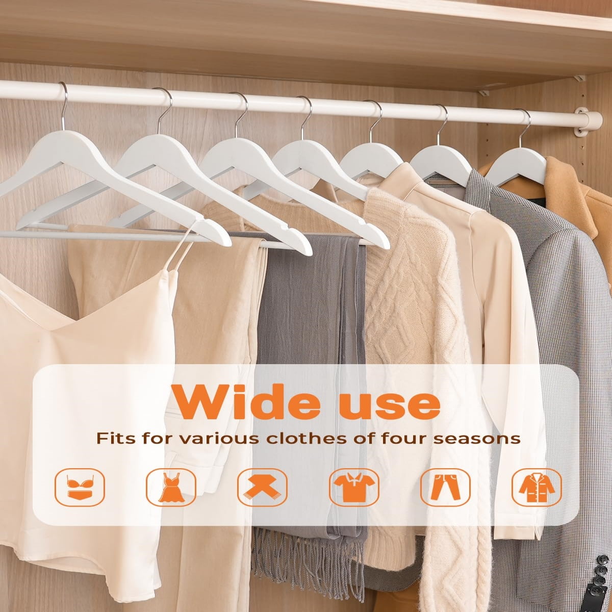 Cozymood Wood Hangers, Clothes Hangers, Wooden Hanger, Coat Hanger, 20 Pack, White