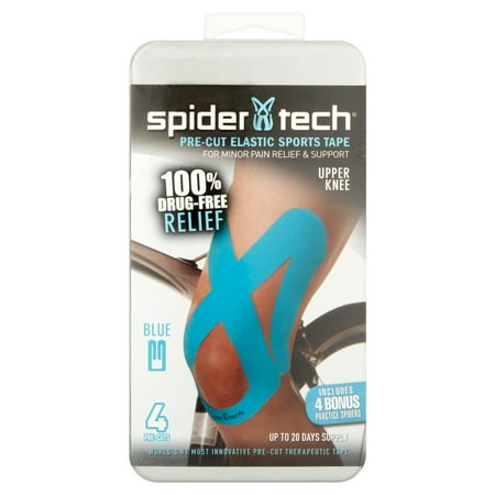 SpiderTech Blue Upper Knee Pre-Cut Elastic Sports Tape, 4