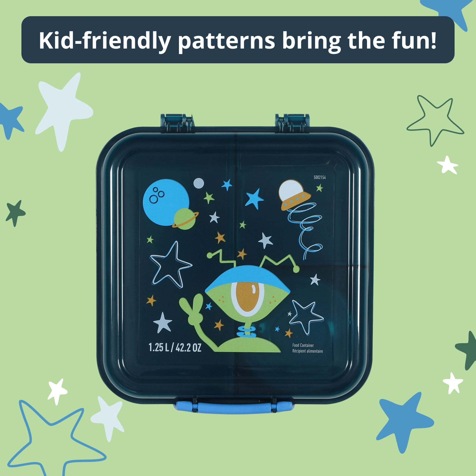 Rubbermaid Pack & Go Alien Laguna Blue 1.25 L Bento Cube, Food Storage Containers, Plastic Containers for Food