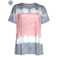 thumbnail image 3 of Luxtrada Summer Women Tee Shirts Gradient Print Tops Women Ladies Short Sleeve Loose Casual T-shirt Round Neck Tunic Tops (Gray,XL), 3 of 6