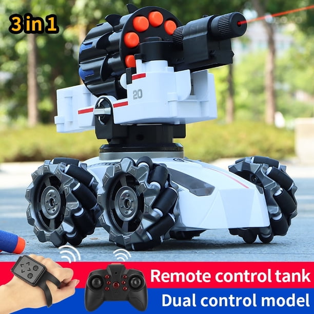 3 Head Tank 4WD Stunt Remote Control Car RC Water Bomb Tank Toy Gesture Shooting Bullet Blow Bubble Toys Christmas GiftBomb-Bullet-Watch He Qiyong unisex