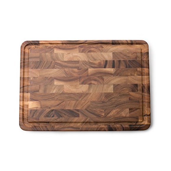 Ironwood Gourmet 28669 Large End Grain Prep Board with Juice Channel, Acacia Wood