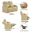 thumbnail image 4 of 61" RV Loveseat Recliner, Double Recliner Furniture with 3 Arms and 2 Pillows, Wall Hugger Recliners & 135° Reclining Theater Seating (Beige PU Leather RV Couch), 4 of 6