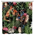 thumbnail image 2 of HVEST Jungle Animal Shower Curtain Decor, Forest Animal Fox Squirrel Owl and Wild Plant Green Leaf Flower Mushroom Shower Curtain Bathroom Polyester Fabric Decor Curtain with Hooks, 72X72 inch, 2 of 5