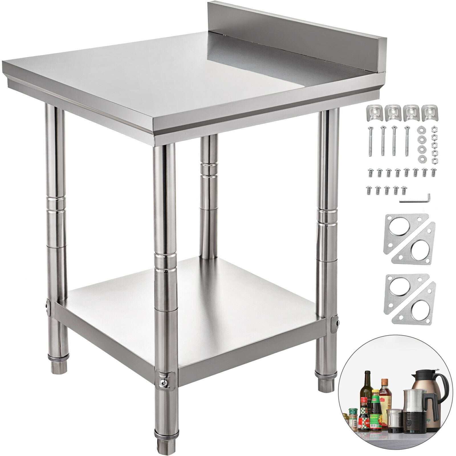 VEVOR Stainless Steel Work Table 24 x 24 x 34 inch Commercial Food Prep
