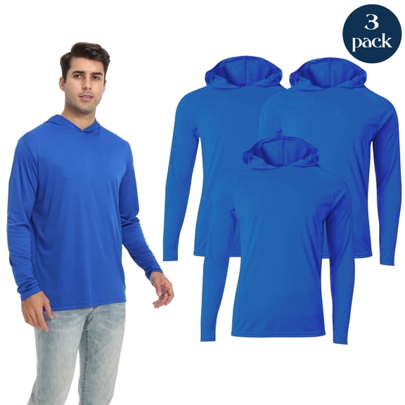 Zfeel Lightweight Poly Hoodie for Adult, Dry Fit Long Sleeve Hooded Pullover Active Royal Sweatshirt, Pack of 3, Size S