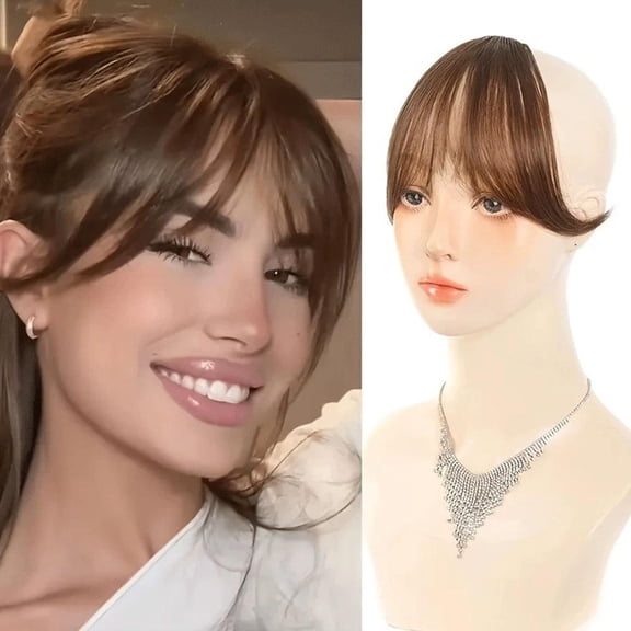 OADUKQ Bangs Hairpiece, Lightweight Bangs Hair Topper with Natural Wispy, Daily Wear and Quick Hairstyle Touch Ups, Light Brown