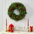 thumbnail image 2 of Nearly Natural 24in. Mixed Pine Artificial Christmas Wreath with 35 Clear LED Lights and Berries, 2 of 5