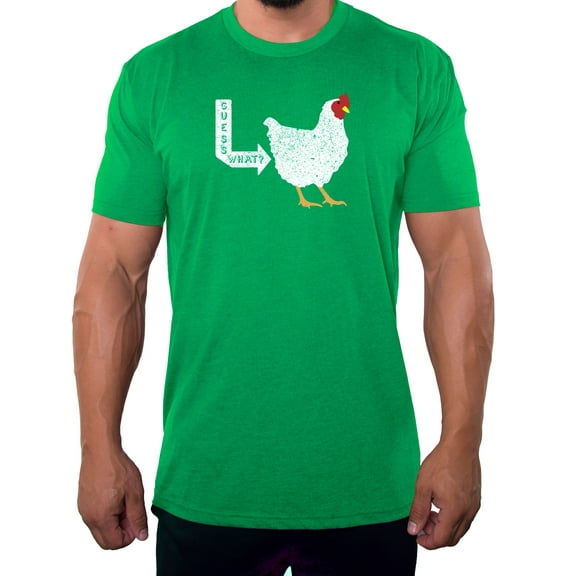 Guess What, Chicken Butt Men's T-shirts, Funny Graphic Tees - Green MH200FUN S5 S