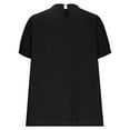 thumbnail image 5 of TKLPEHG V-Neck Cotton Linen Shirt Classic Solid Color Casual Loose Comfy Fashion Short Sleeve T Shirts Lightweight Blouses (Black,S), 5 of 6