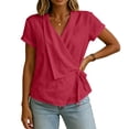 thumbnail image 5 of TGSLY Adjustable Wrap Side Tie Tops for Women Breathable Soft V Neck Short Sleeve Blouses Loose Fit Dressy Casual Solid Color T-Shirts XL, 5 of 8