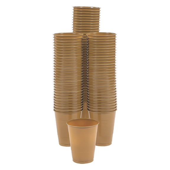 Bulk Metallic Gold Plastic Cups, Party Supplies, Party, 100 Pieces