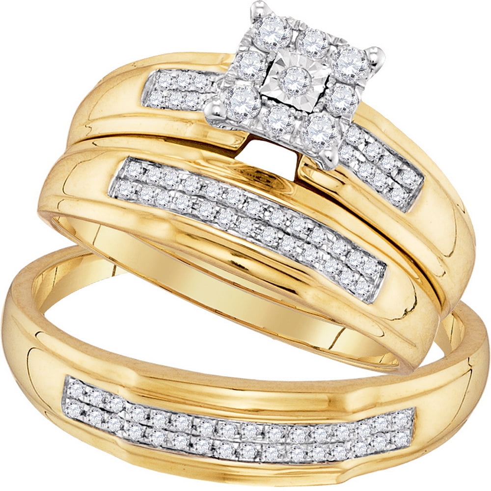 Pin by caroline derryberry on style 10kt Yellow Gold His & Hers Round Diamond Matching Bridal Wedding Ring