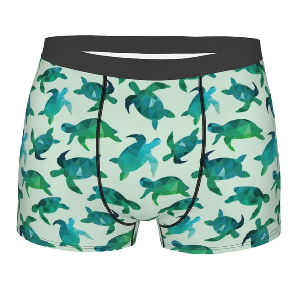 Balery Green Sea Turtle Men's Boxer Briefs, Soft and Breathable Cotton Underwear with nylon Waistband-XX-Large