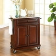 thumbnail image 2 of Bowery Hill Traditional Wood Kitchen Cart with Stainless Steel Top in Mahogany, 2 of 7