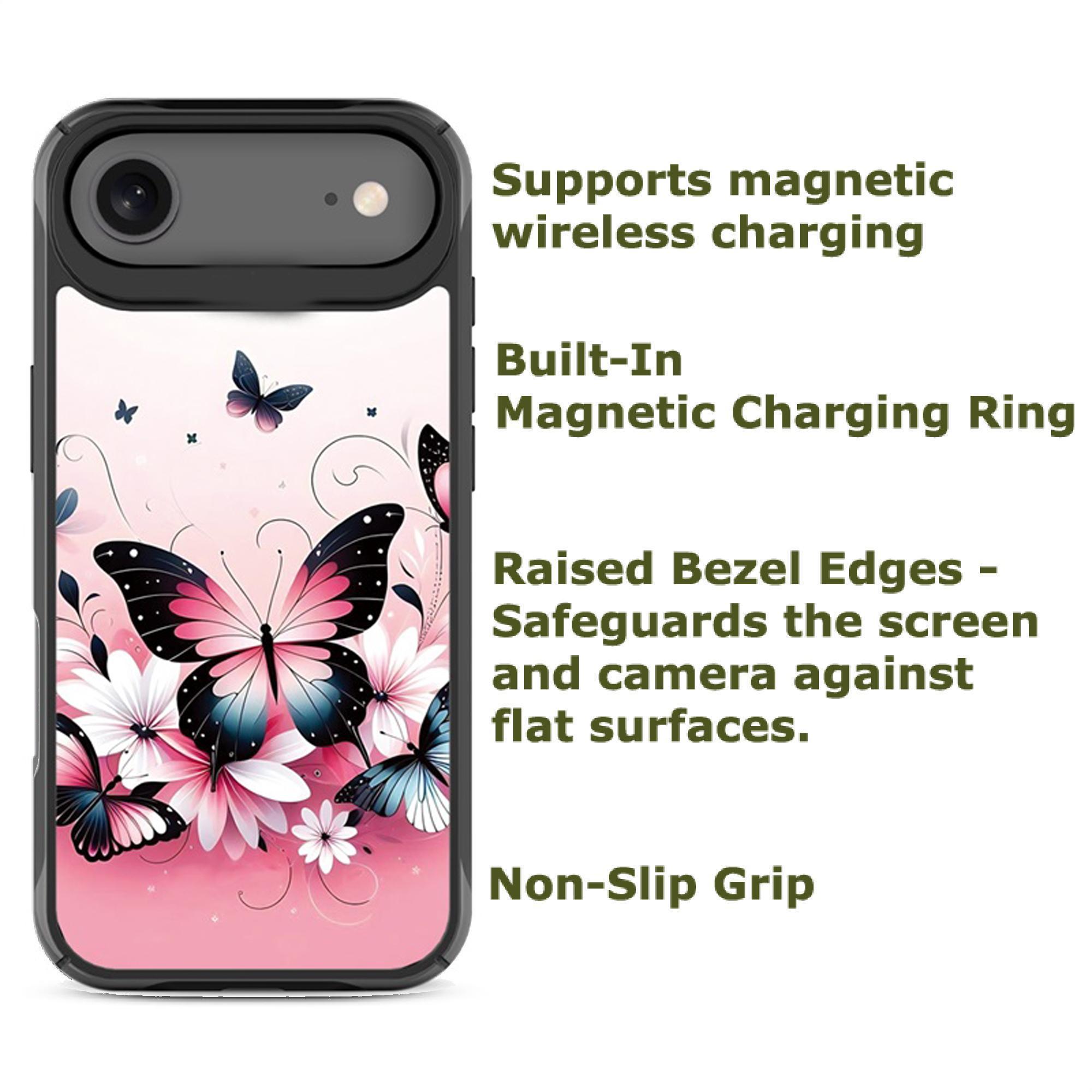 Magnetic-Charging Compatible Case for iPhone Air — Butterfly Bouquet