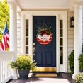 thumbnail image 4 of 4th of July Wreath, Patriotic Wreaths for Front Door Wooden Welcome Wreath for Front Door, Independence Memorial Day Decorations - Round Outdoor Door Hanger for Porch, Wall, Window Decor, 4 of 9