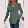 thumbnail image 4 of larppty Women's Pullover Lightweight Sweaters, Long Sleeve V Neck Ribbed Knit Shirts Casual Button Blouses Tunic Tops 2025 Fall Fashion (AG, M), 4 of 7