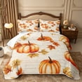 thumbnail image 2 of Erosebridal Autumn Pumpkin Twin Quilt Set 2 Pieces,Fall Harvest Twin Coverlet Set,Beige,1 Bedspread and 1 Pillowcase, 2 of 7