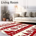 thumbnail image 2 of ODIKA 3'x5' Machine Washable Non-Slip Area Rug, Classic Holiday with Snowflake and Timber Motifs High Traffic Rug with Pad, Red, 739424, 2 of 8