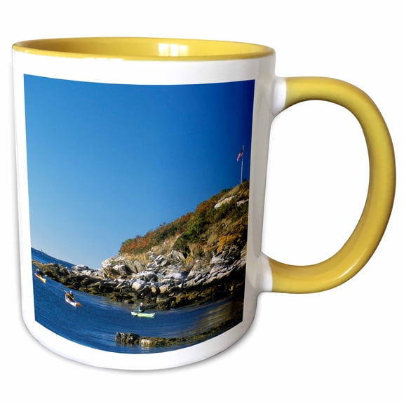 3drose, Kayaking, Boothbay Harbor, Burnt Isl, Maine - Us20 Jmo0725 - Jerry and Marcy Monkman, 15oz Two-tone Yellow Mug