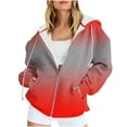 thumbnail image 1 of Timegard Cardigans for Women Zipper Hoodies Sweatshirts Top Gradient Color Casual Loose Pullover Pockets, 1 of 6