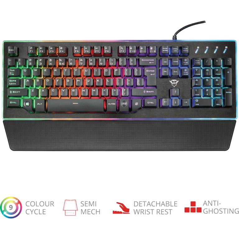 Trust GXT 860 Thura Semi-mechanical Keyboard, Black - Walmart.com
