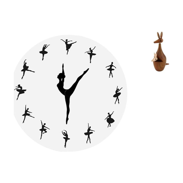 Reloj De Pared De Bailarina, Estatua De Bailarina De Ballet, Reloj Silencioso, Escultura Decorativa Encantadora Para Cocina, Oficina, Hogar, Dormitorio, Estantería.