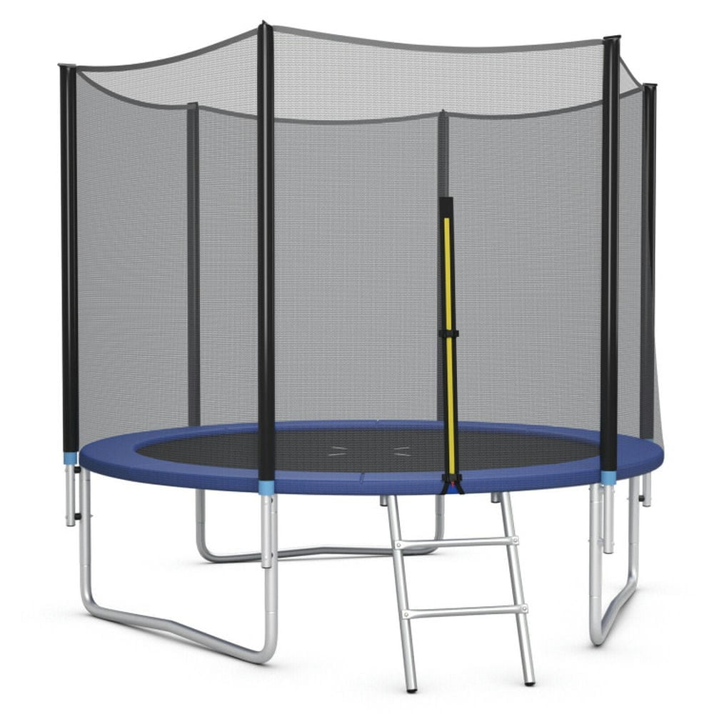 Demifill 10 Feet Outdoor Trampoline Bounce Combo, Trampoline with Safety Closure Net Ladder, Blue