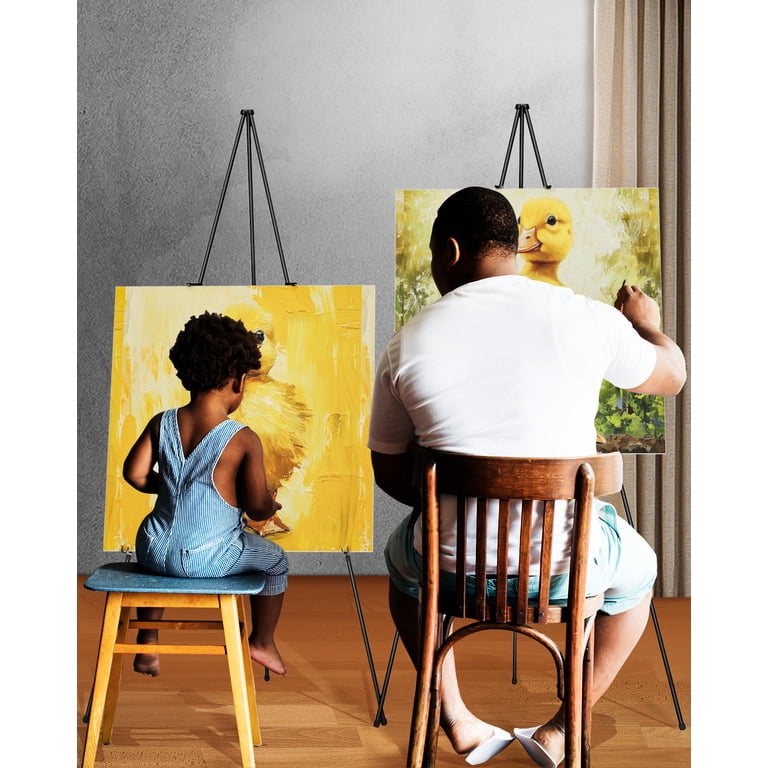 INCLY Black Folding Easels – 6 Pack, 63 Inch Adjustable Metal Stands For Posters, Art, Wedding Signs