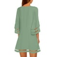 thumbnail image 3 of Women's Summer Casual Short Dresses Casual Mesh Panel Dress Size XL Granite Green, 3 of 9