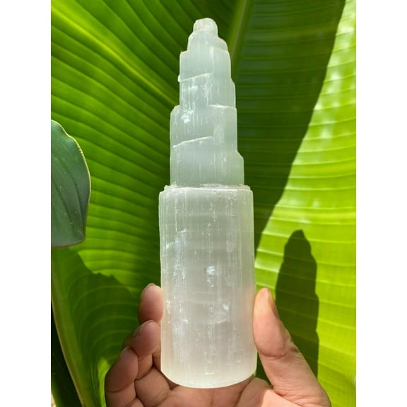 Wholesale 8" Selenite Skyscraper Tower, Extra Large Selenite Skyscraper, Selenite Point, Gypsum Crystal, Healing Crystals (1 Tower)