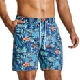 thumbnail image 2 of HomeGardon Men's Shorts Clearance! Men's Plus Size Swim Trunks Elastic Waist Swimsuit Beach Shorts Swimwear Bathing Suit with Compression Liner Quick Dry Printed Board Shorts Blue,S-4XL, 2 of 7