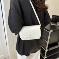 thumbnail image 2 of Bolso bandolera de piel sintética para mujer, bolso de hombro sólido, bolso de mano, color blanco, 2 of 8