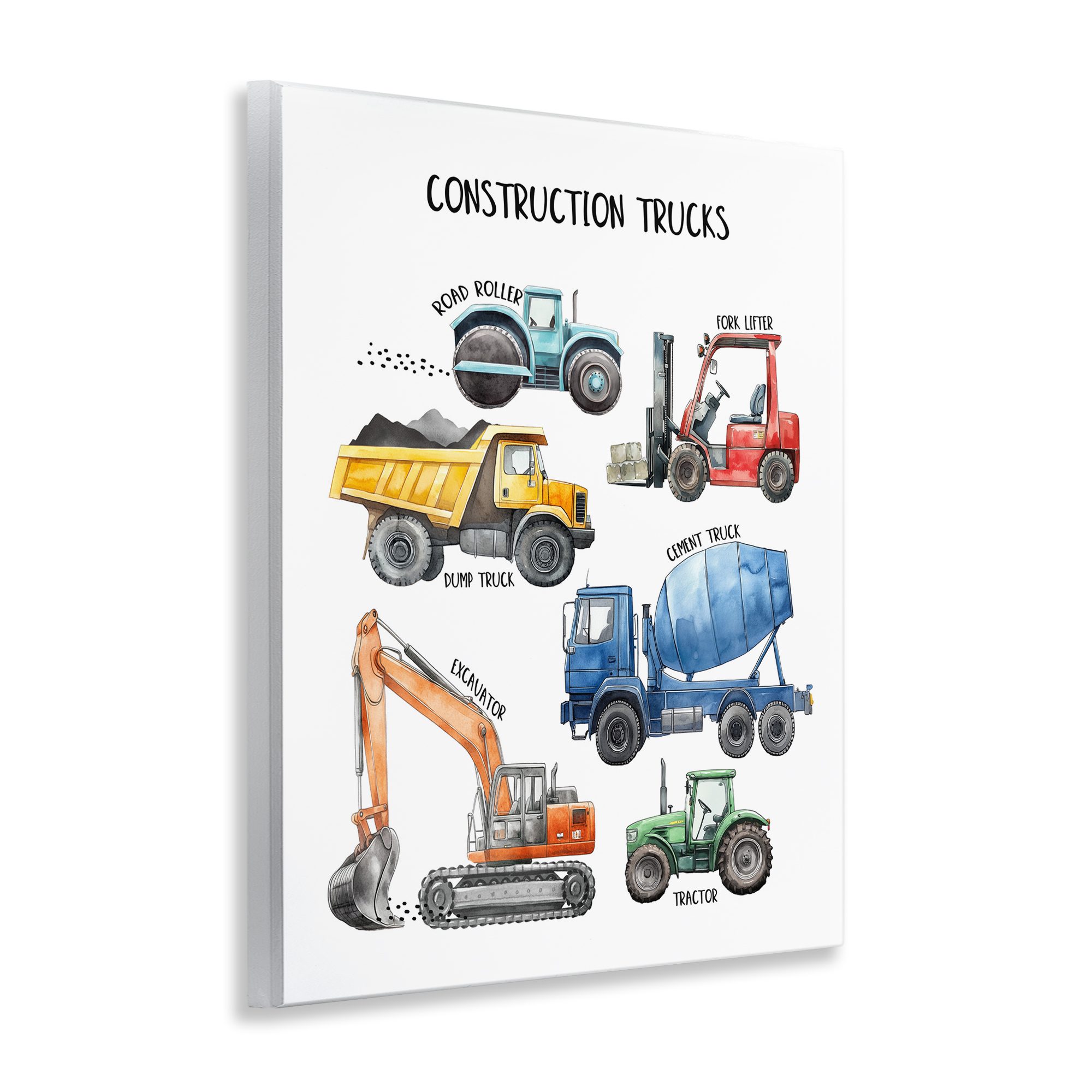Construction Trucks Machinery Wall Plaque Art, design by Christine Simpson Art