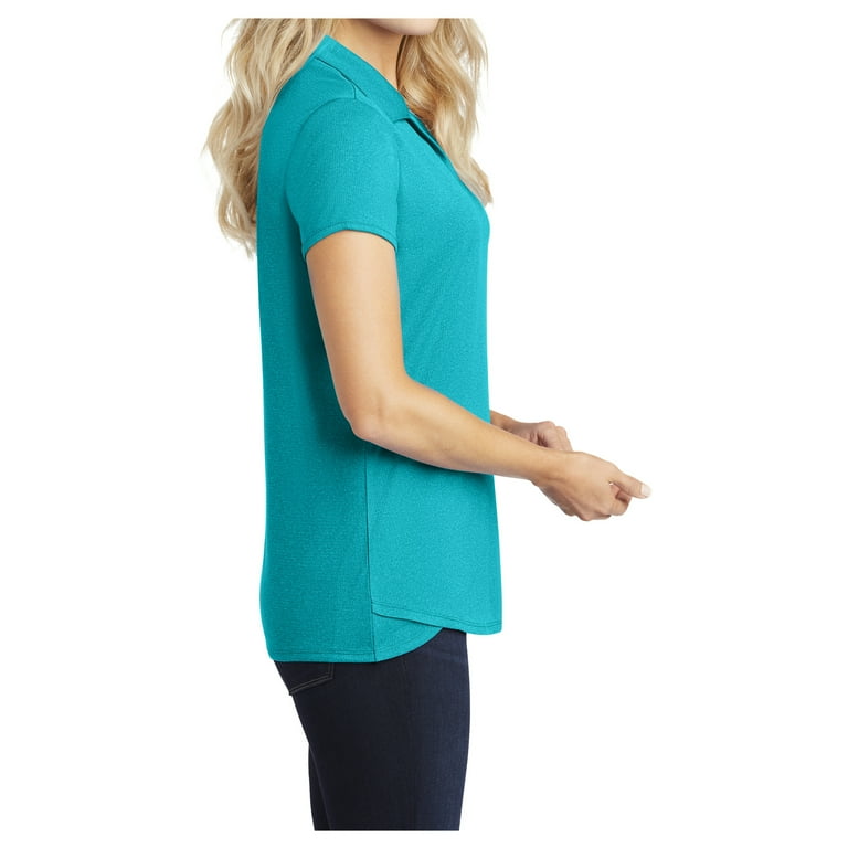 Ladies Trace Heather Golf Polyester Polo Shirt Tropic Blue Heather 2X Large